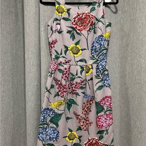 Boden Floral Midi Dress - Gray with Multicolor Blooms